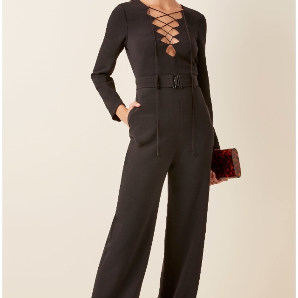 NWT Saloni Black straight leg jumpsuit size 4